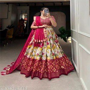 Manudi Latest Dola Silk Patola Printed Lehenga Choli With Dupatta and Traditional Blouse