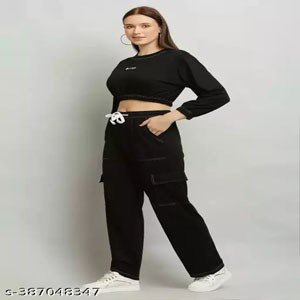 Wide Cargo Joggers for Women | High Waistband with Elastic | 4 Pockets |