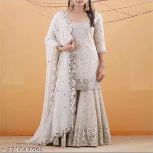 Georgette Embroidered Sharara Dress