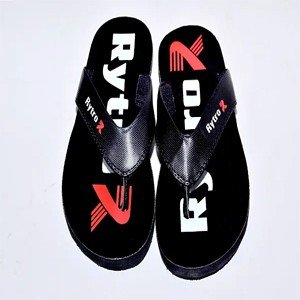 Comfortable Black Synthetic Slipper For Men