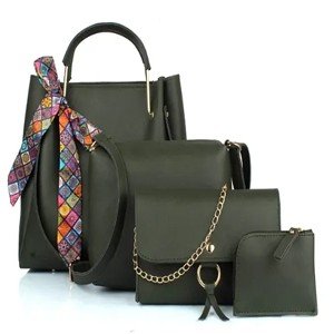 Madinme Green PU Leather Handbag Combo (Pack of 4)