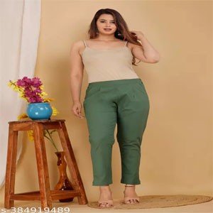 Women's Cotton Regular Straight Fit Trousers Pant
