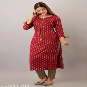 ftDiva Women's Rayon Printed Straight Kurta in Maroon