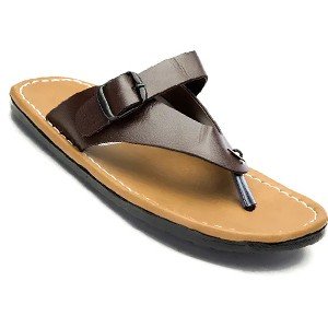 Elegant Brown Synthetic Leather Solid Men's Slip-On Slippers