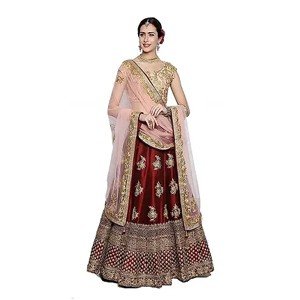 Womens Semi Sttched Embroidered Lehenga Choli and Dupatta set (Rukmani)
