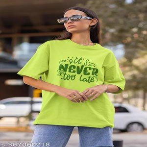 Jember Women Oversized Tshirt Loose Fit Printed Neon Color T shirt for Girls