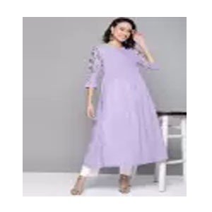 Women Solid Pure Cotton Flared Kurta  (Purple)