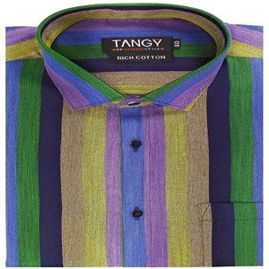 TANGY Mens Spread Collar Poly cotton Formal Lining Shirt