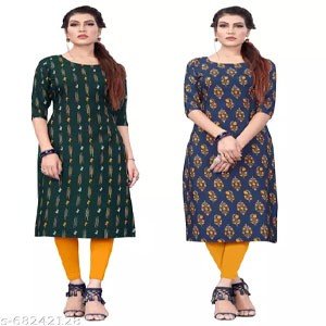 DSK Studio Women's Printed Straight Kurti (Combo Pack 2 Kurta )