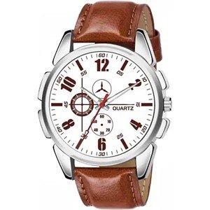 Trendy Leather Analog Watch for Men