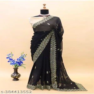 CUTWORK MIRROR SAREE