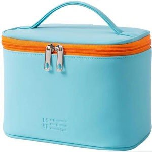 ELITEHOME PU Leather Cosmetic Organizer Bag, Vanity Box, Makeup Pouch for Women, Girls (Light Blue)