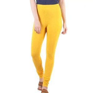 Stylish Yellow Cotton Solid Leggings For Women