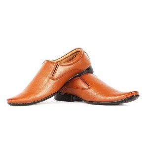 Men's Tan Slip-on Synthetic Formal Shoes