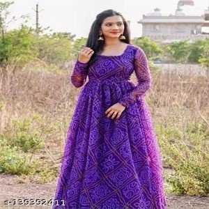 Clearance Mela Special,Women's Blue Bandhini Styles Kurtii