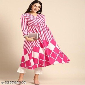Best Rayon Embroidry And Printed Long Anarkali Kurta For Women And Girls