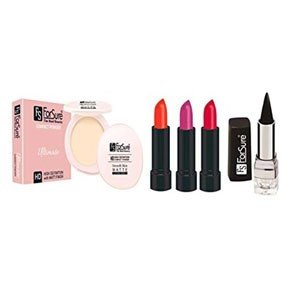 FS ForSure Compact Powder with Matte Finish, Kajal Forfor Matte Lipstick(Pack of 5) Multicolor
