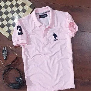 Pink Polycotton Polos For Men