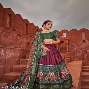 New Fancy Trending Bridal Wear Patola Print With Dola Silk Semi-Stiched Lehenga Choli for women