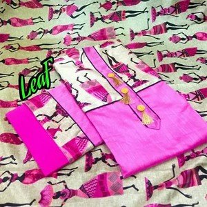 Pink Printed Dress Material with Dupatta