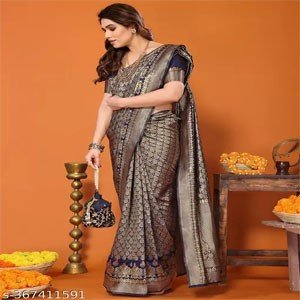 Tarsh Enterprises Women's Trendy Banarasi Kanjivaram Art Silk Saree with Blouse Material