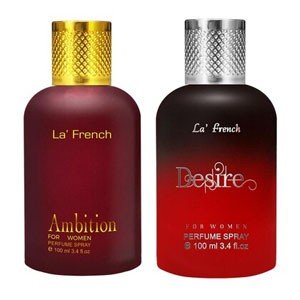 LA' FRENCH Ambition & Desire Perfume Combo Set For Women -100ml + 100ml | Premium Luxury Long Lasting Fragrance Spray | Eau De Parfum | Ideal For Men & Women | Perfume For Men & Women | Pack Of 2