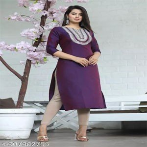 Straight Embroidered Kurta For Women
