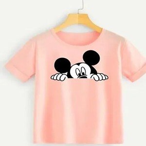 Women Peach Hide Mickey Cotton Tshirt