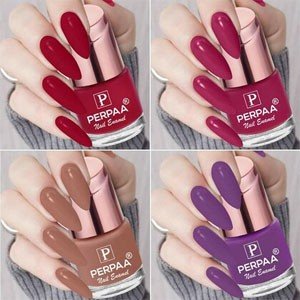 Perpaa Red, Fuchsia Pink, Perfect Nude, Purple Nail Polish (Pack Of 4)