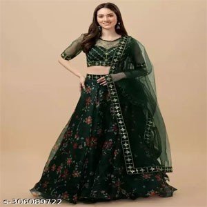 Attractive Elegent Organza Printed Lehenga Choli