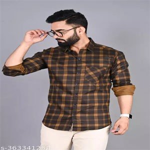 Xenor Men's Checked Spread Collar Brown Shirts