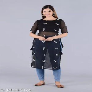 Kalika Georgette with embroidery pure dhaga kurti only