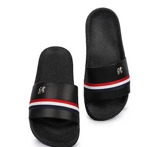 Men's Black EVA Self Design Flip Flops