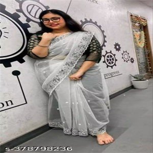 SAREES Organza Beautiful Cutwork Saree