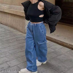 WOMEN WIDE LEG JEANS BY SKG | LATEST HIGH WAIST STRAIGHT FIT DENIM