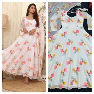 Georgette gown with dupatta FOR WOMEN