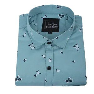 Green Cotton Blend Printed Casual Shirts For Men