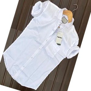 White Cotton Solid Casual Shirts For Men