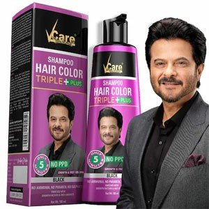 VCare Shampoo Hair Color Black Instant Hair Colour Shampoo Black | Natural Black for Men and Women |180 ml | Colors and deeply nourishes your hair, Enriched with Hair Growth Factors & Antioxidants, PP
