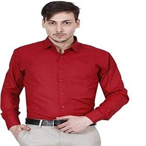 Maroon Cotton Solid Casual Shirts For Men