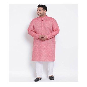 Men Silk Solid Kurtas with Bottom Set