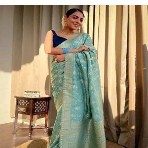 Classic Art Silk Jacquard Saree With Blouse Piece