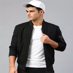 Men Solid Bomber Jacket
