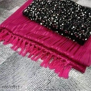 Georgette Pink Tassels and Latkans Saree With Blouse