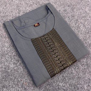 Designer Slub Cotton Fully Stitched Straight Kurti For Women & Girls