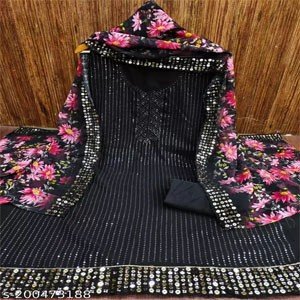 Women's Multicolor Embellished Georgette Suits & Dress Materials