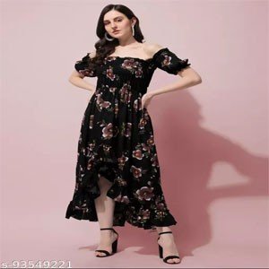 Oomph! Women'S Crepe A-Line Maxi Dress - Black - md453