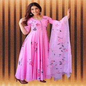 Georgette Gown with Dupatta for Women