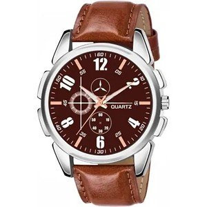 Trendy Leather Analog Watch for Men