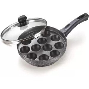 Prestige Omega Select Plus 12 Pits Paniarakkal with Lid 1.5 L capacity 24 cm diameter  (Aluminium, Non-stick)